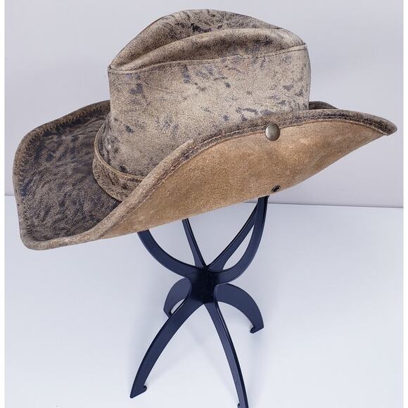 Vintage Henschel Coyote Leather Outback Style Hat w/ Band Men's Size Medium - Picture 5 of 13